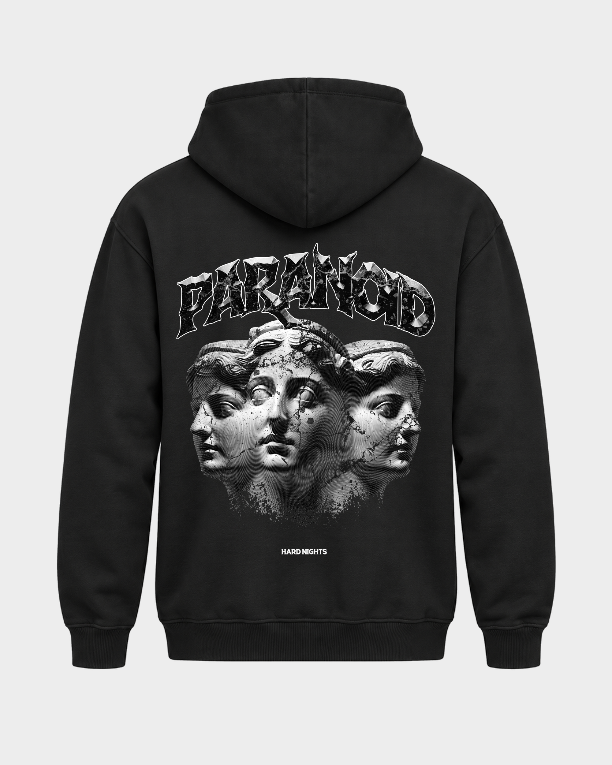 Paranoid Heads – Basic Hoodie in Jet Black – Rückansicht