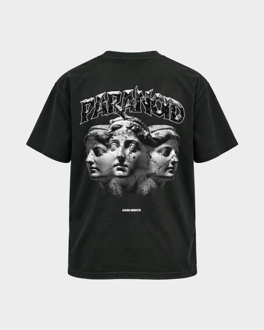 Paranoid Heads – Basic Shirt in Schwarz, Rückenprint – Hard Nights