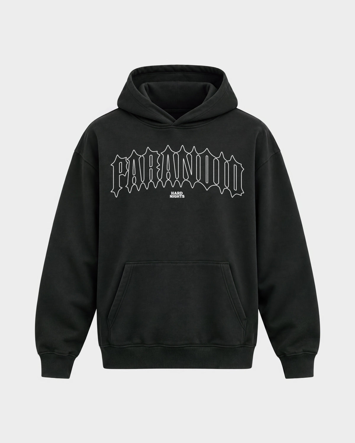 Paranoid Snake – Oversized Hoodie in Schwarz, Frontprint – Hard Nights