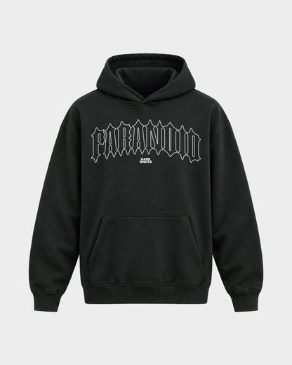 Paranoid Snake – Oversized Hoodie in Schwarz, Frontprint – Hard Nights