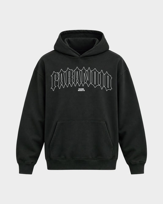 Paranoid Snake – Oversized Hoodie in Schwarz, Frontprint – Hard Nights