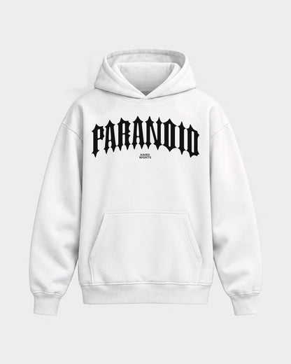 Paranoid Snake – Oversized Hoodie in Weiß, Frontprint – Hard Nights