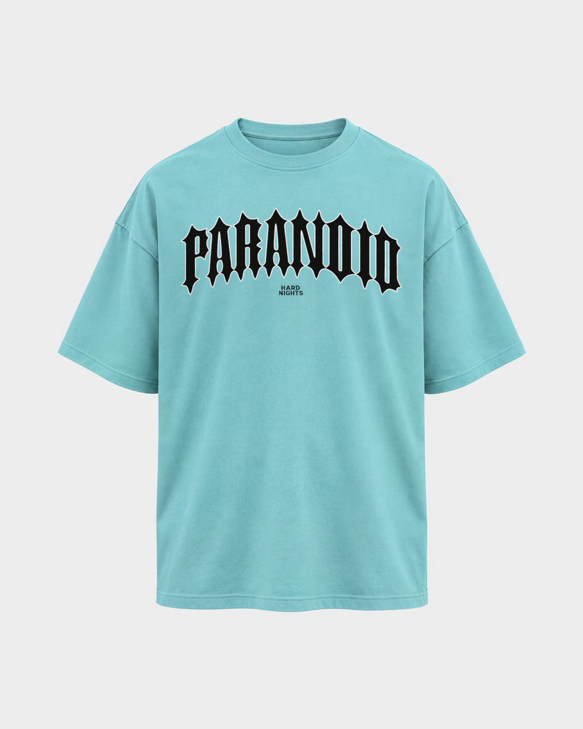 Paranoid Snake – Oversized Shirt in Berylblau, Frontprint – Hard Nights