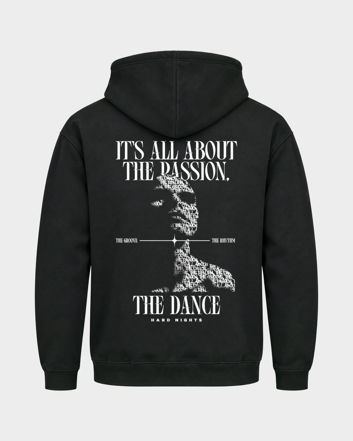 Passion – Basic Hoodie in Schwarz, Rückenprint – Hard Nights