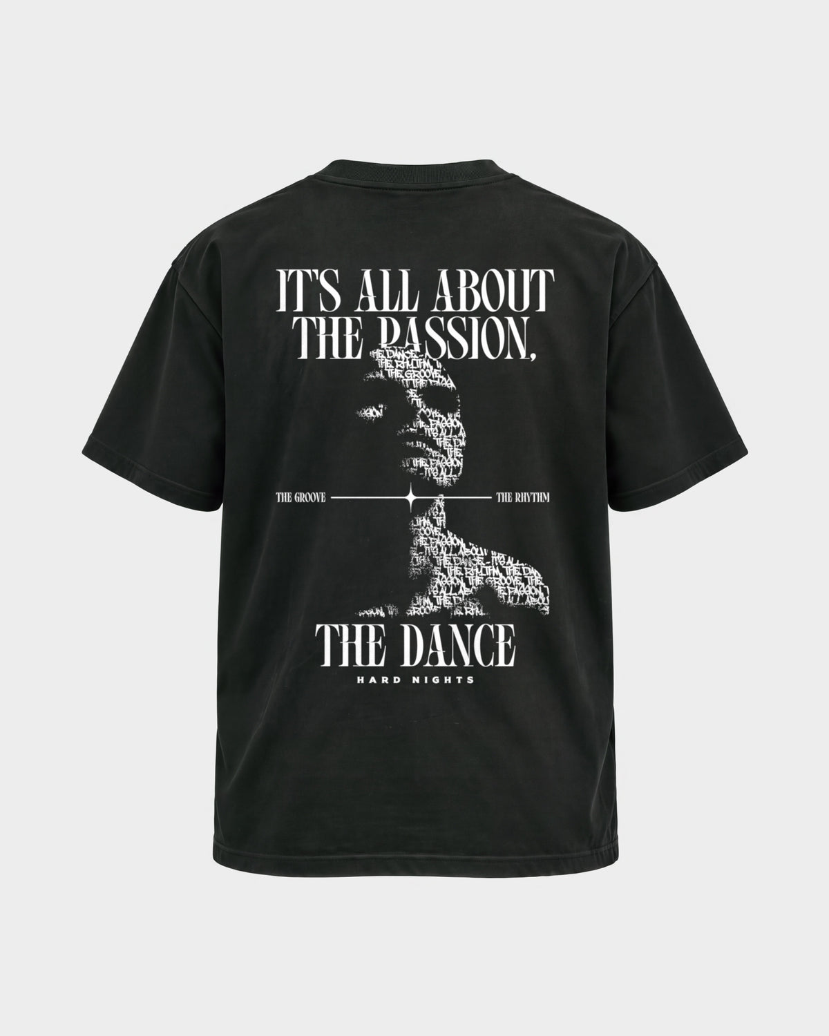 Passion – Basic Shirt in Schwarz, Rückenprint – Hard Nights