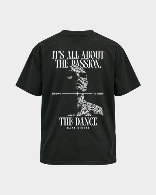 Passion – Basic Shirt in Schwarz, Rückenprint – Hard Nights