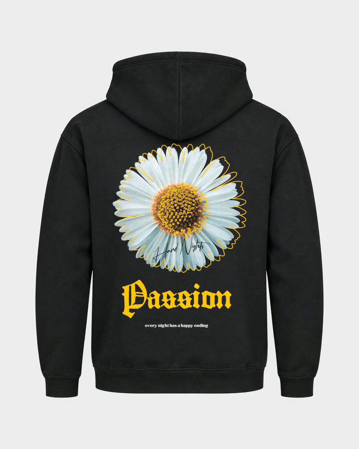Passion flower – Basic Hoodie in Schwarz, Rückenprint – Hard Nights