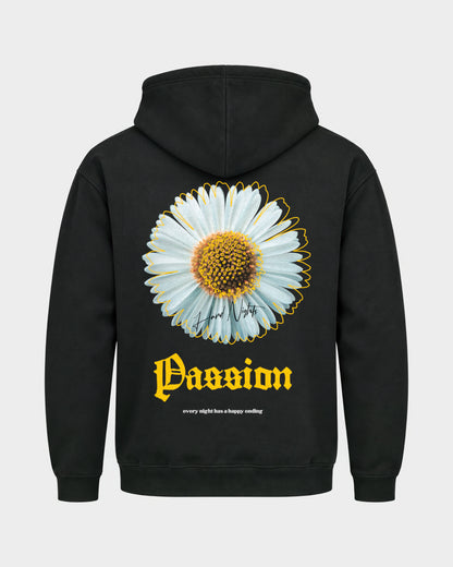 Passion flower – Basic Hoodie in Schwarz, Rückenprint – Hard Nights