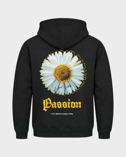 Passion flower – Basic Hoodie in Schwarz, Rückenprint – Hard Nights