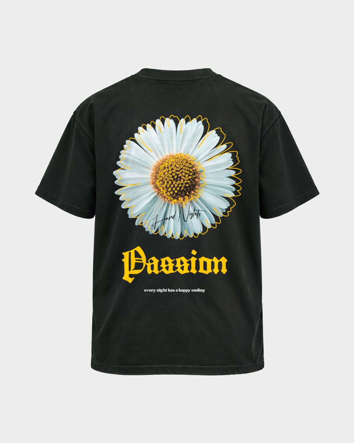 Passion flower – Basic Shirt in Schwarz, Rückenprint – Hard Nights