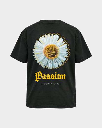 Passion flower – Basic Shirt in Schwarz, Rückenprint – Hard Nights