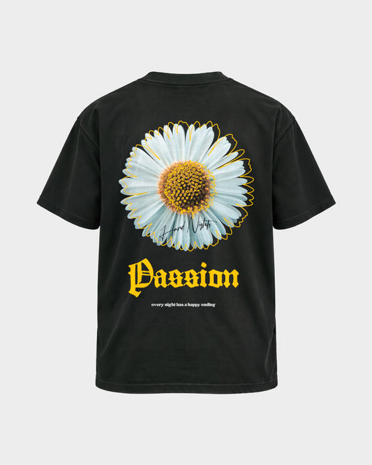 Passion flower – Basic Shirt in Schwarz, Rückenprint – Hard Nights