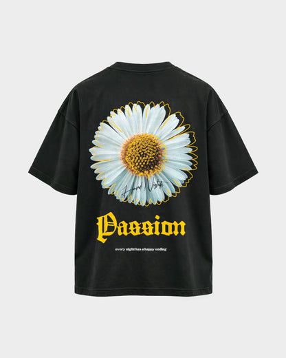 Passion flower – Oversized Shirt in Schwarz, Rückenprint – Hard Nights
