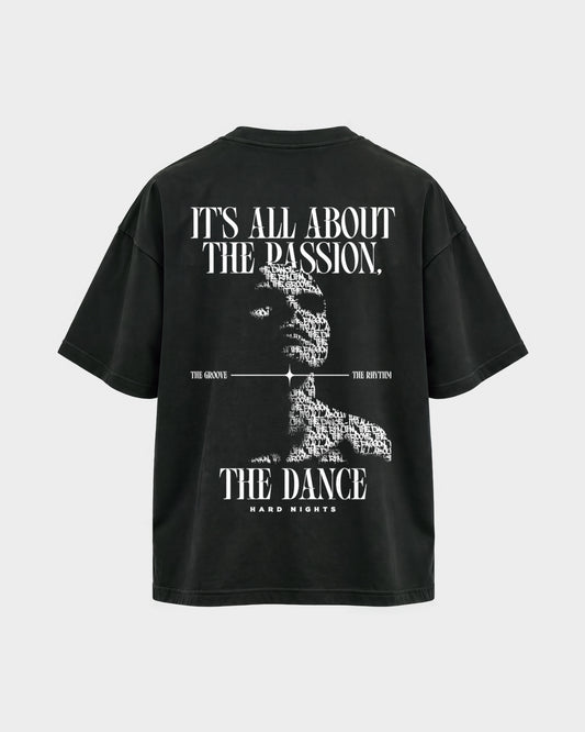 Passion – Oversized Shirt in Schwarz, Rückenprint – Hard Nights