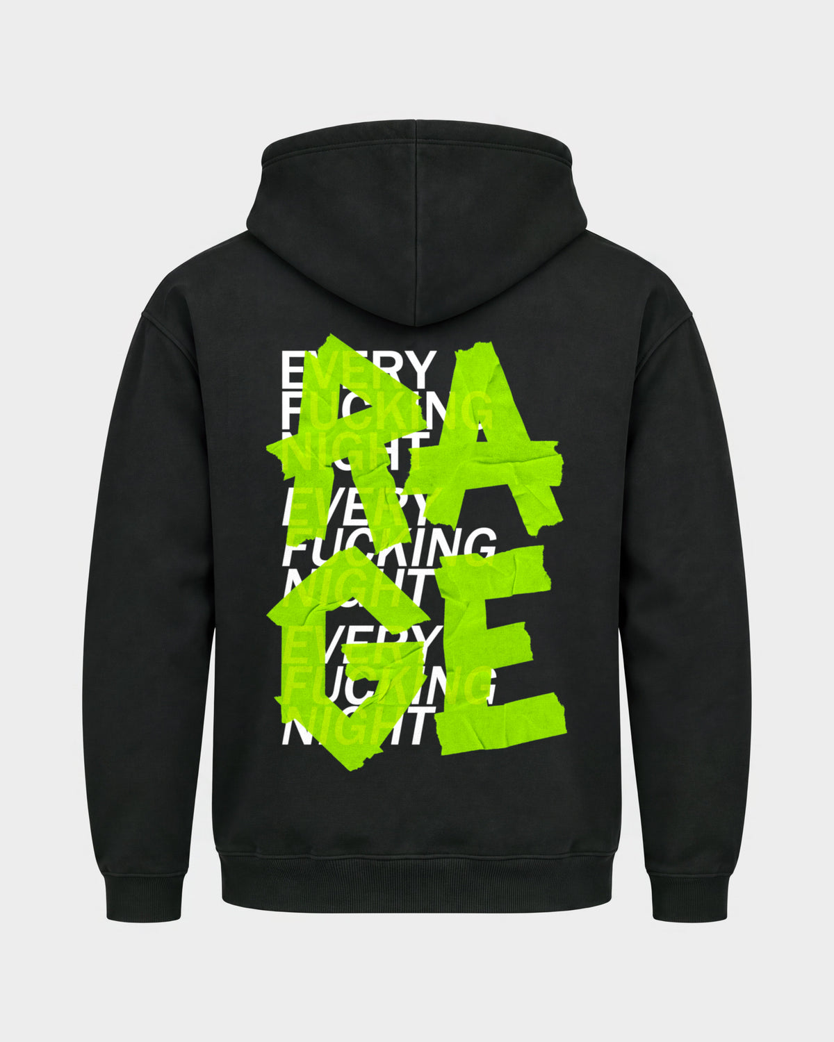 Rage – Basic Hoodie in Schwarz, Rückenprint – Hard Nights
