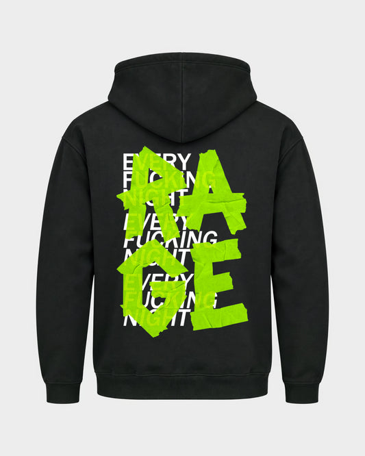 Rage – Basic Hoodie in Schwarz, Rückenprint – Hard Nights