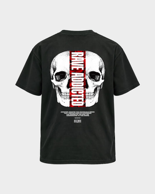 Rave Addicted – Basic Shirt in Schwarz, Rückenprint – Hard Nights