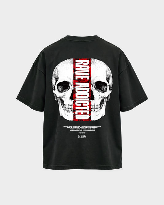 Rave Addicted – Oversized Shirt in Schwarz, Rückenprint – Hard Nights
