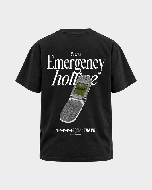Rave emergency hotline – Basic Shirt in Black – Rückansicht