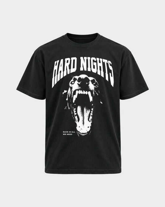 Rave is all we need – Basic Shirt in Schwarz, Frontprint – Hard Nights
