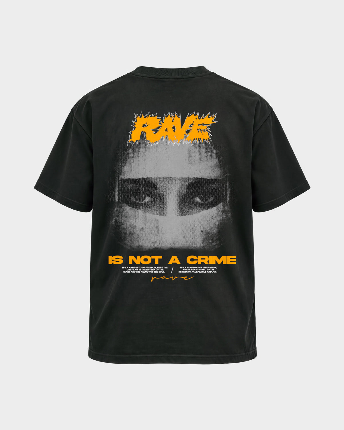 Rave is not a crime – Basic Shirt in Schwarz, Rückenprint – Hard Nights