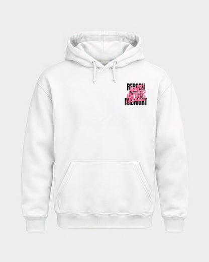 Rave Reborn System – Basic Hoodie in Weiß, Frontprint – Hard Nights