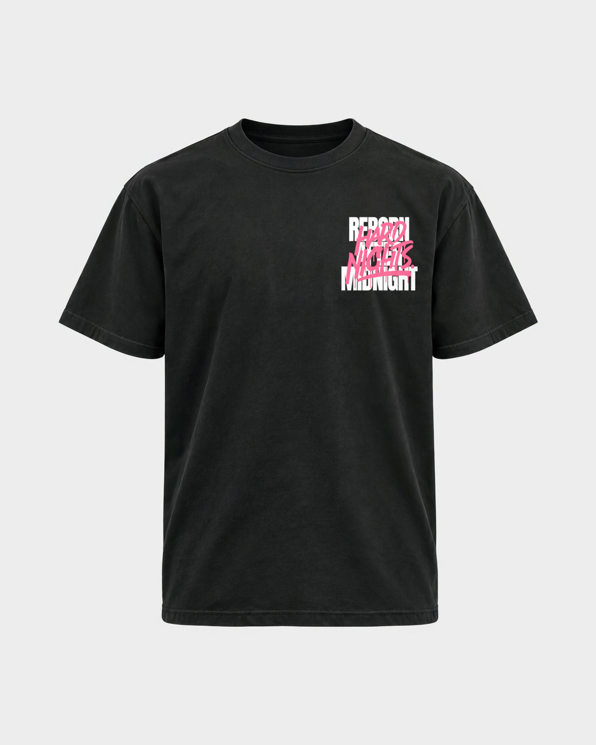 Rave Reborn System – Basic Shirt in Schwarz, Frontprint – Hard Nights