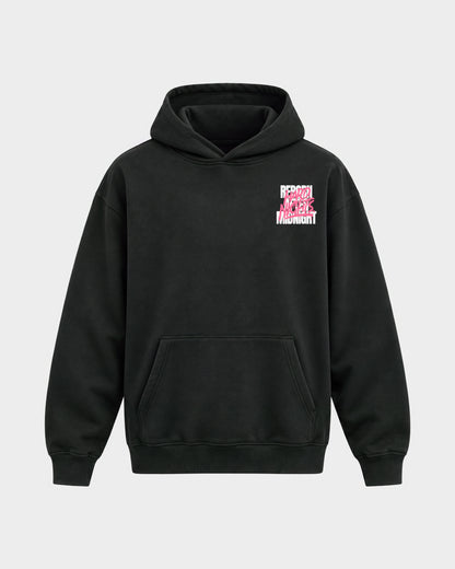 Rave Reborn System – Oversized Hoodie in Schwarz, Frontprint – Hard Nights