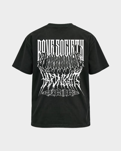 Rave Society – Basic Shirt in Schwarz, Rückenprint – Hard Nights