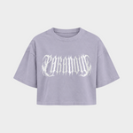 Rave Society mit PARANOID-Motiv – Crop Top in Soft Lilac – Vorderansicht