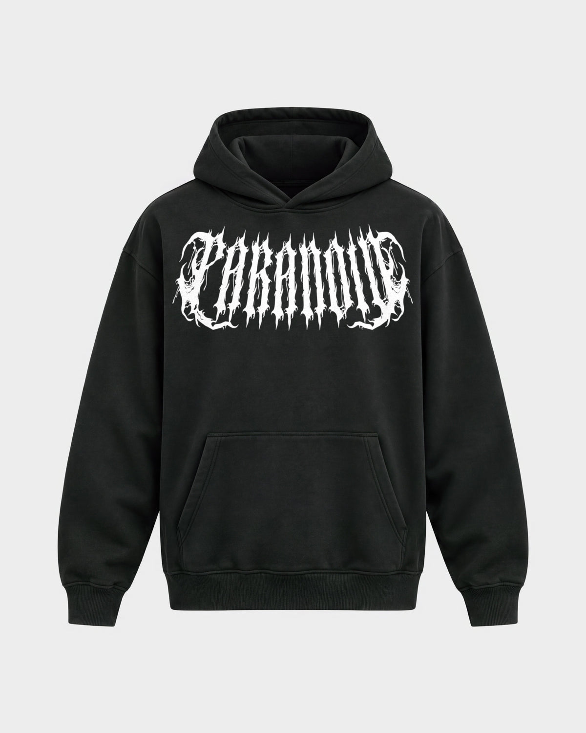 Rave Society – Oversized Hoodie in Schwarz, Frontprint – Hard Nights
