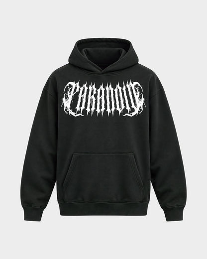 Rave Society – Oversized Hoodie in Schwarz, Frontprint – Hard Nights
