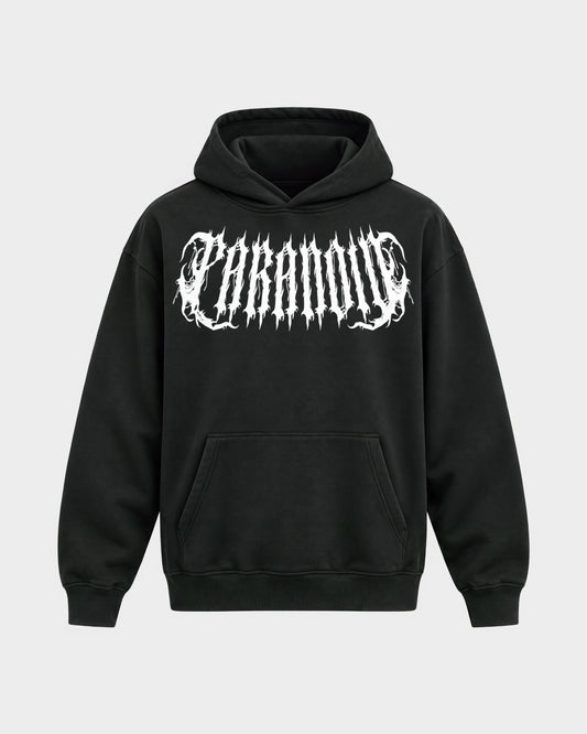 Rave Society – Oversized Hoodie in Schwarz, Frontprint – Hard Nights