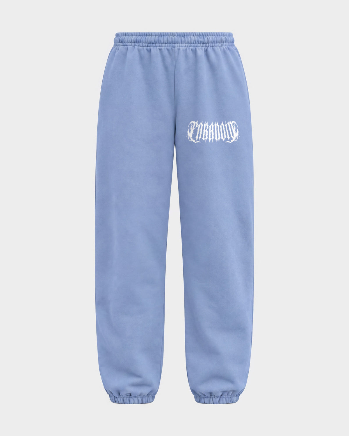 Rave Society – Sweatpants in Puderblau, Print am Bein – Hard Nights