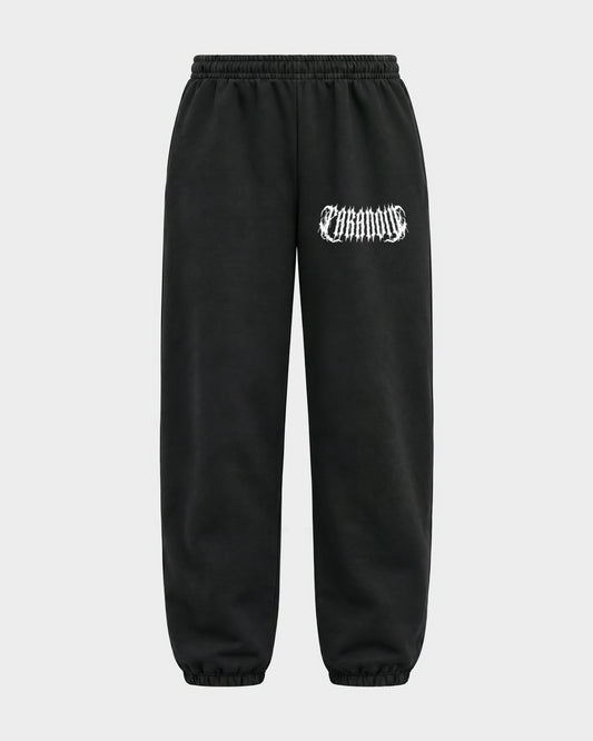 Rave Society – Sweatpants in Schwarz, Print am Bein – Hard Nights