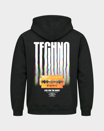 Razor Blade – Basic Hoodie in Schwarz, Rückenprint – Hard Nights