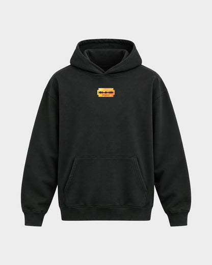 Razor Blade – Oversized Hoodie in Schwarz, Frontprint – Hard Nights