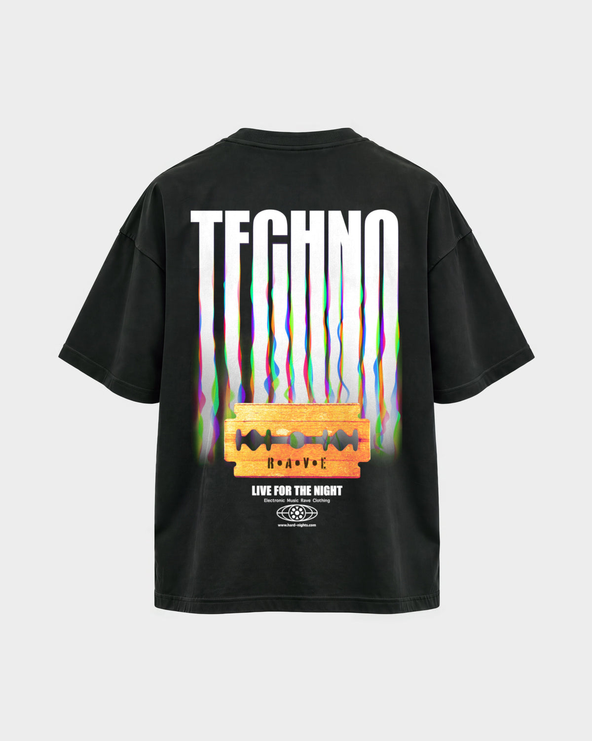 Razor Blade – Oversized Shirt in Schwarz, Rückenprint – Hard Nights