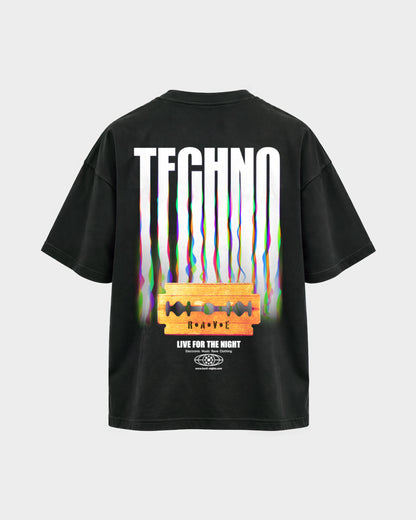 Razor Blade – Oversized Shirt in Schwarz, Rückenprint – Hard Nights