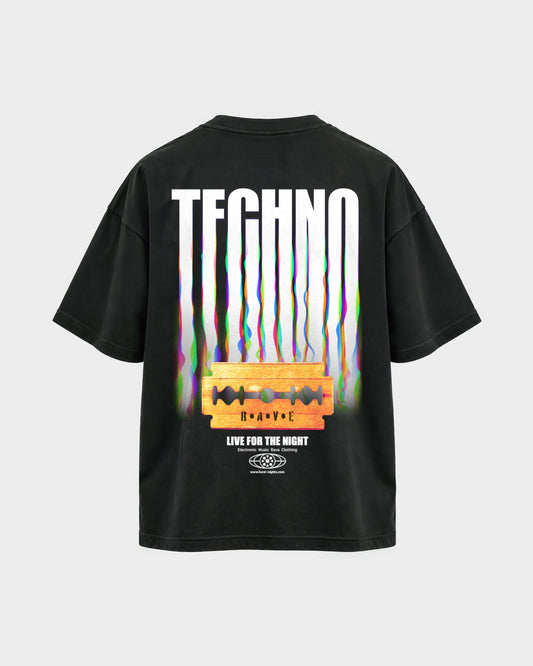 Razor Blade – Oversized Shirt in Schwarz, Rückenprint – Hard Nights
