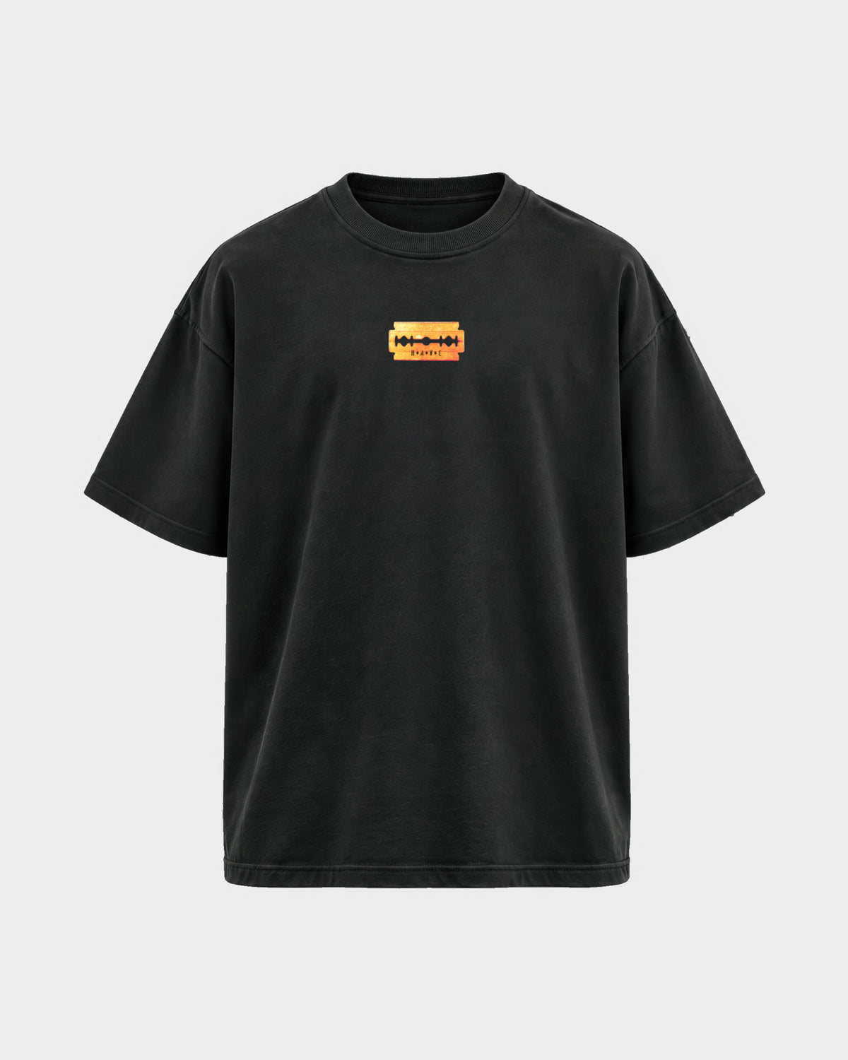Razor Blade – Oversized Shirt in Schwarz, Frontprint – Hard Nights