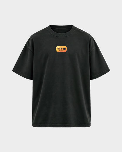 Razor Blade – Oversized Shirt in Schwarz, Frontprint – Hard Nights