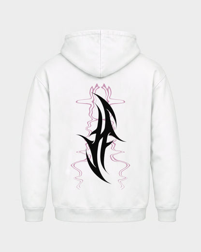 Reborn After Midnight – Basic Hoodie in Weiß, Rückenprint – Hard Nights