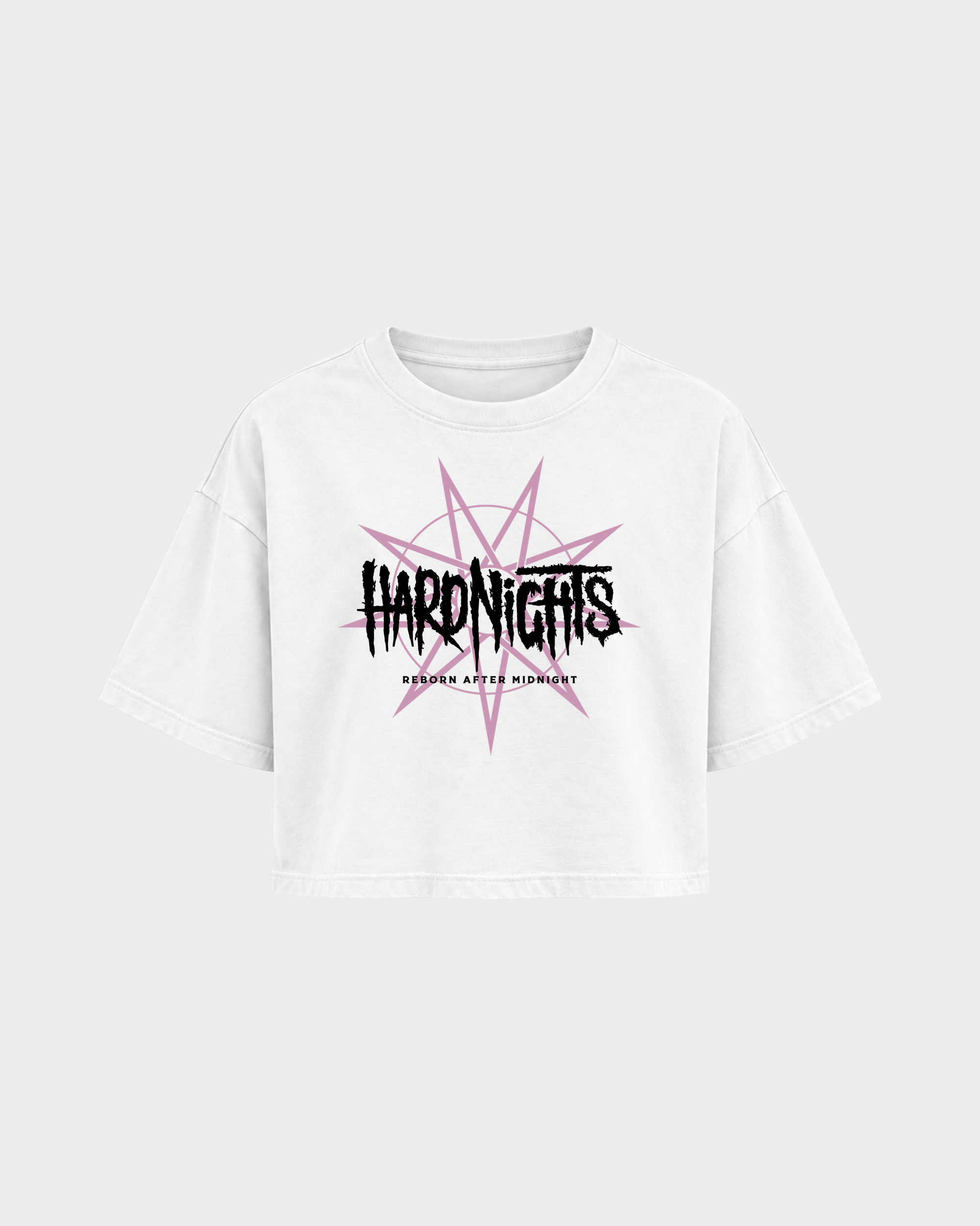 Reborn After Midnight – Crop Top in Weiß – Vorderansicht