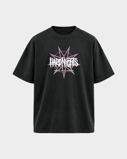 Reborn After Midnight – Oversized Shirt in Schwarz, Frontprint – Hard Nights