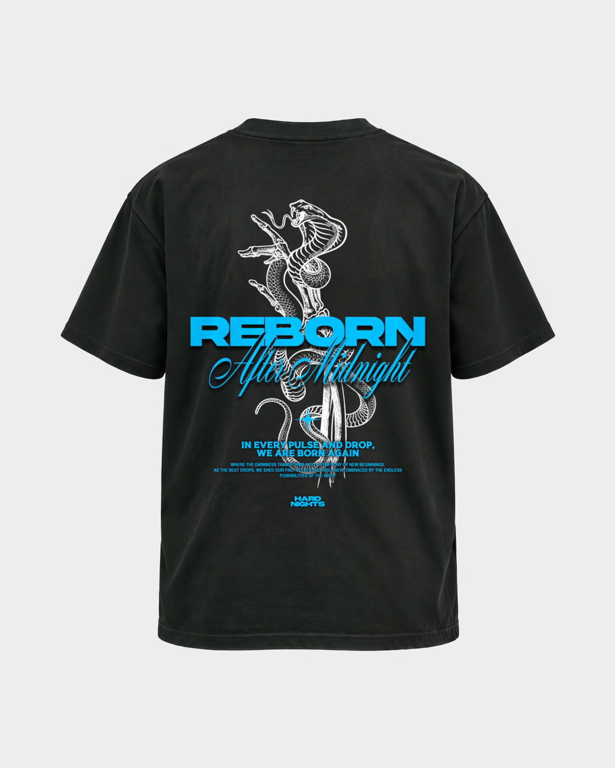 Reborn Snake – Basic Shirt in Schwarz, Rückenprint – Hard Nights