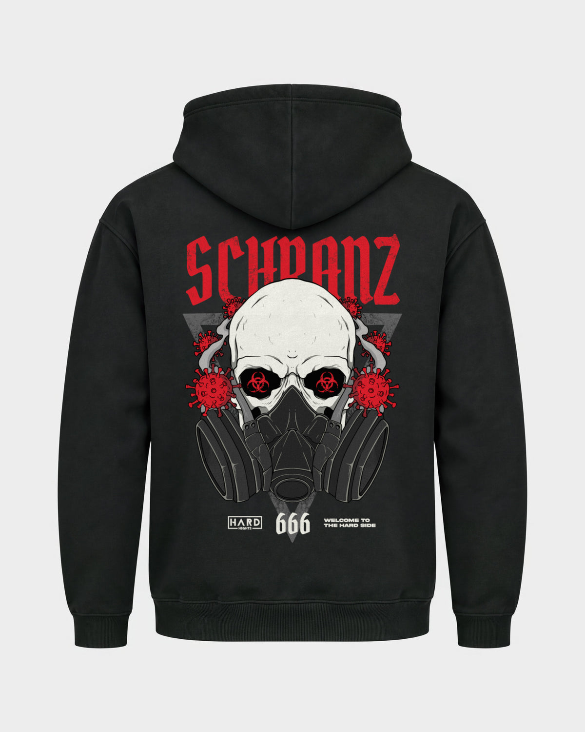 Schranz – Basic Hoodie in Schwarz, Rückenprint – Hard Nights