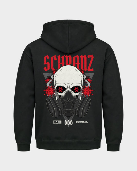 Schranz – Basic Hoodie in Schwarz, Rückenprint – Hard Nights