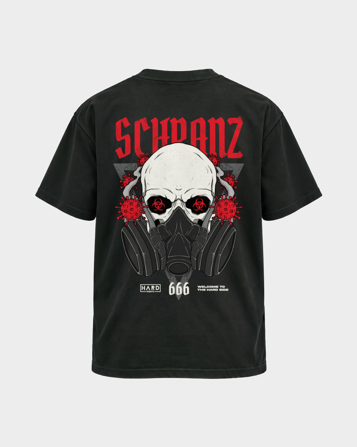 Schranz – Basic Shirt in Schwarz, Rückenprint – Hard Nights