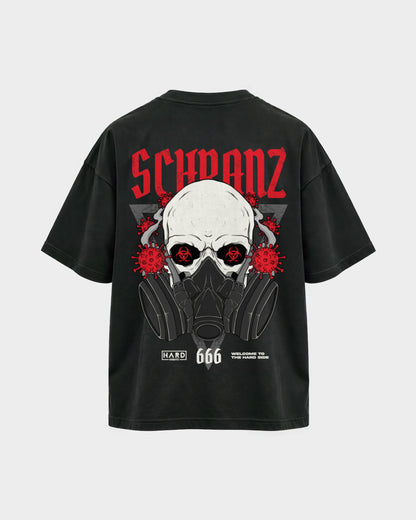 Schranz – Oversized Shirt in Schwarz, Rückenprint – Hard Nights